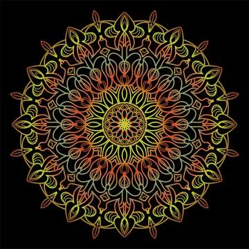 Circular pattern mandala art decoration elements Stock Illustration