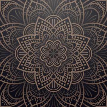 Circular Pattern of Mandala, Golden Arabesque Pattern, Vector Illustration イラスト素材