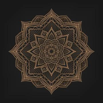 Circular Pattern of Mandala, Golden Arabesque Pattern, Vector Illustration イラスト素材