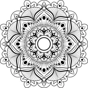 Circular pattern. Mandala for Henna, Mehndi, tattoo, decoration. Decorative Stock Illustration