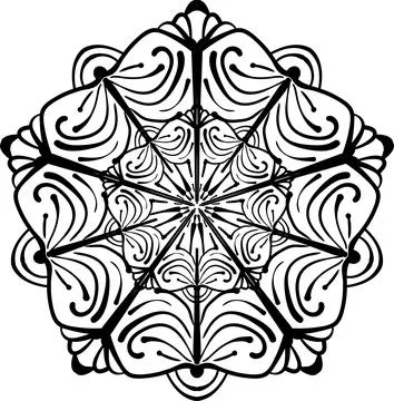 Circular pattern. Mandala illustration for tattoo, stickers, coloring pages,  스톡 일러스트