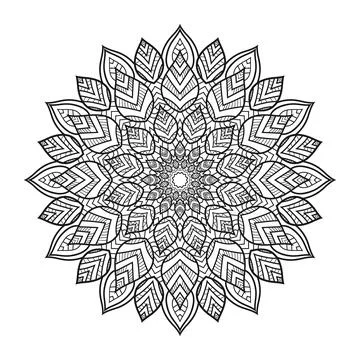 Circular Pattern of Mandala on White Isolated Background, Vector Illustration Stock Illustration