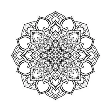 Circular Pattern of Mandala on White Isolated Background, Vector Illustration Stock Illustration