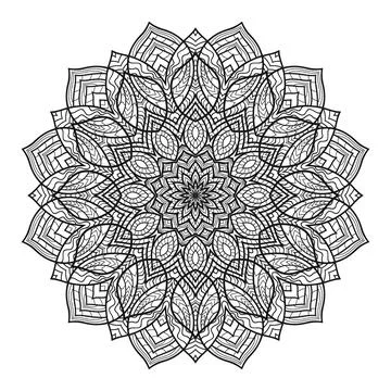 Circular Pattern of Mandala on White Isolated Background, Vector Illustration Stock Illustration