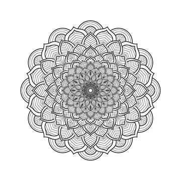 Circular Pattern of Mandala on White Isolated Background, Vector Illustration Stock Illustration