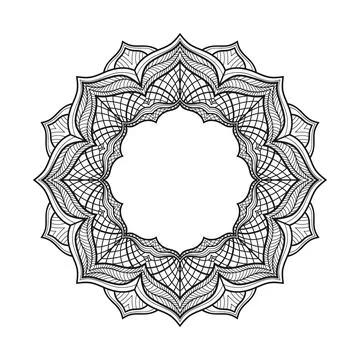 Circular Pattern of Mandala on White Isolated Background, Vector Illustration Stock Illustration
