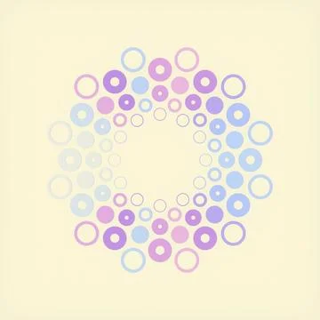 Circular pattern of many neon circles. 3d rendering digital illustration Stock Illustration