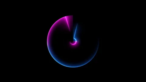 Circular pattern of neon purple and blue flashing flickering on a smooth Stock Footage 128656511