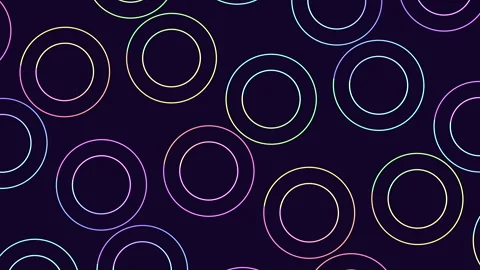 Circular pattern of overlapping circles in shades of purple and blue on a black Stock Footage 275584285