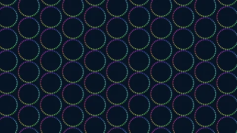 Circular pattern of overlapping shades of purple and blue circles on black Stock Footage 292939839