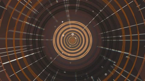 Circular pattern a retro-style abstract video featuring concentric orange circle Stock Footage 330530742