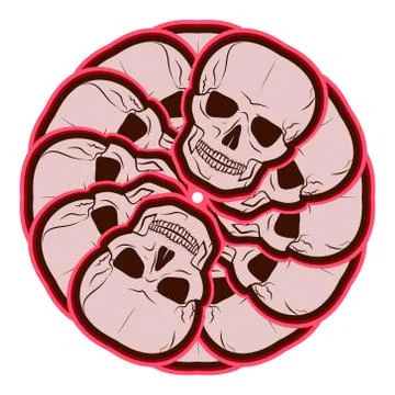 Circular pattern of skulls. emblem Stock Illustration