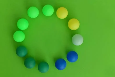Circular pattern in with spheres in green color tones. Concept circular economy Stock Photos