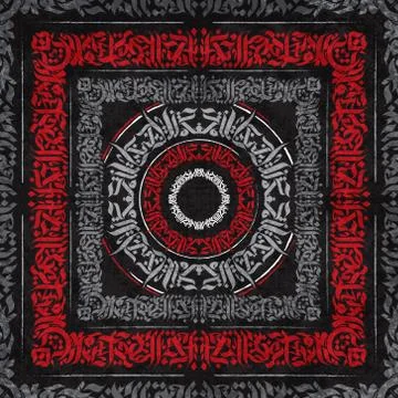 Circular pattern in the style of Gothic calligraphy. Stock Illustration