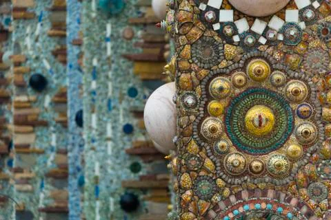 Circular pattern on the surface of the tile and mosaic . Stock Photos