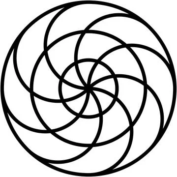 Circular pattern, symmetrical design featuring concentric black circles. Stock Illustration