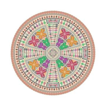 Circular pattern in traditional Palestinian style vector design element Stock Illustration