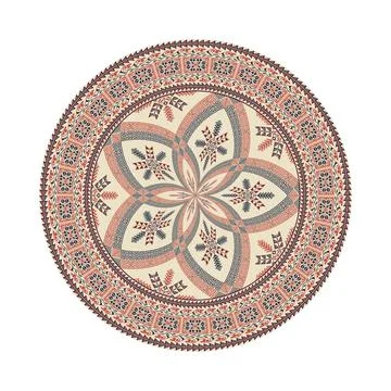 Circular pattern in traditional Palestinian style vector design element Stock Illustration
