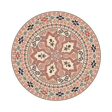 Circular pattern in traditional Palestinian style vector design element 库存插图