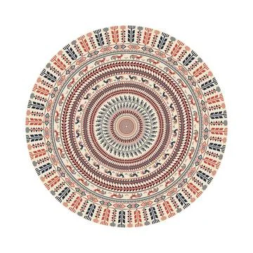 Circular pattern in traditional Palestinian style vector design element 库存插图