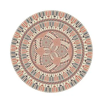 Circular pattern in traditional Palestinian style vector design element Illustrazione stock