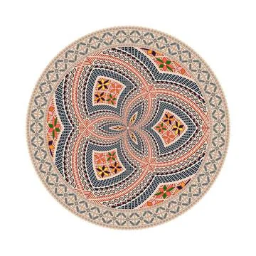 Circular pattern in traditional Palestinian style vector design element Stock Illustration