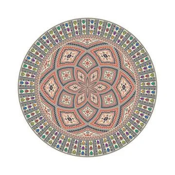 Circular pattern in traditional Palestinian style vector design element Stock Illustration