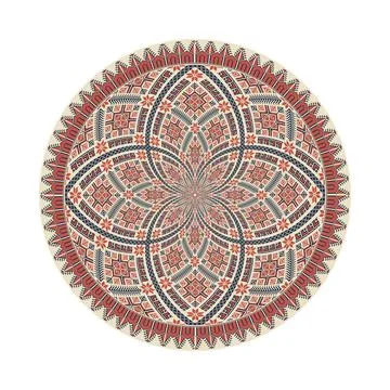 Circular pattern in traditional Palestinian style vector design element Stock Illustration