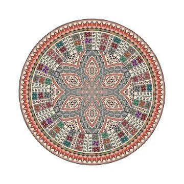 Circular pattern in traditional Palestinian style vector design element Stock Illustration