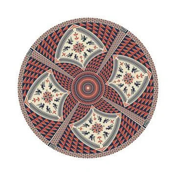 Circular pattern in traditional Palestinian style vector design element Stock Illustration