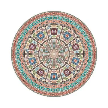 Circular pattern in traditional Palestinian style vector design element Stock Illustration