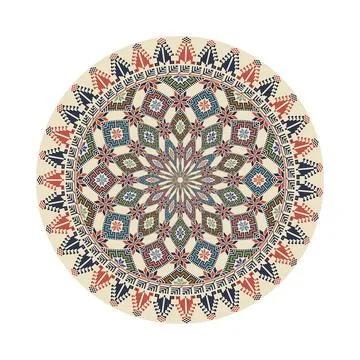 Circular pattern in traditional Palestinian style vector design element Stock Illustration