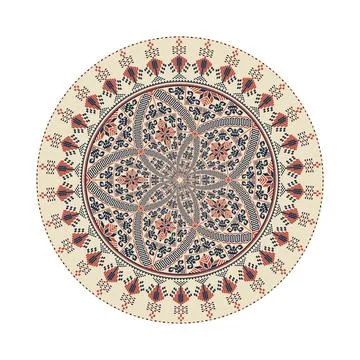Circular pattern in traditional Palestinian style vector design element Stock Illustration