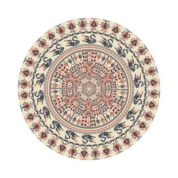 Circular pattern in traditional Palestinian style vector design element Illustrazione stock