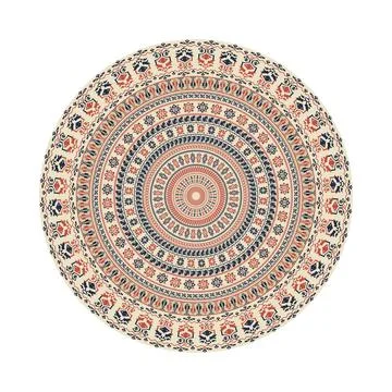 Circular pattern in traditional Palestinian style vector design element 库存插图