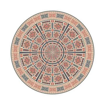 Circular pattern in traditional Palestinian style vector design element Illustrazione stock