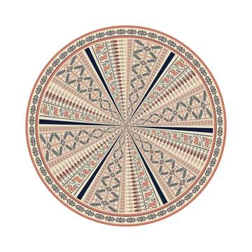 Circular pattern in traditional Palestinian style vector design element Stock Illustration