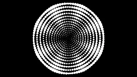 Circular pattern of white dots rotates against black background. hypnotic motion Stock Footage 335350433