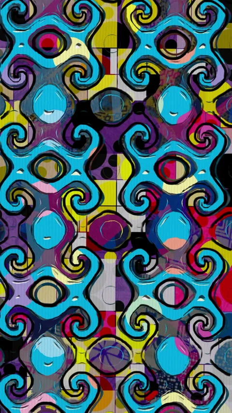 Circular patterns and a complex blend of colors hand draw animation vertica.. Stock Footage 304004764