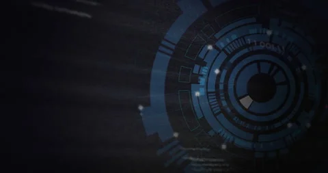 Circular patterns and glowing elements in futuristic digital animation interface Stock Footage 305009120