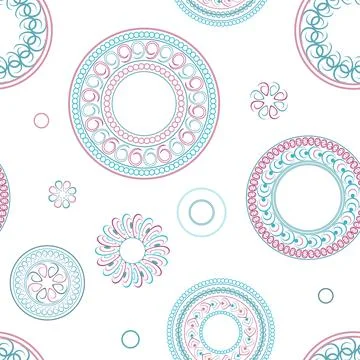 Circular patterns. Bright seamless rattern. Design of fabric, wallpaper, wr.. 库存插图