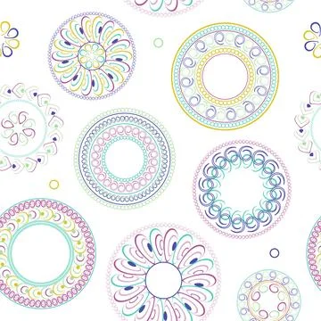 Circular patterns. Bright seamless rattern. Design of fabric, wallpaper, wr.. Stock Illustration