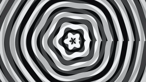 Circular patterns move in black and white shapes creating Stock Footage 339490872
