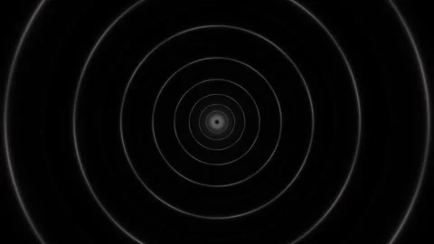 Circular patterns move inward in a black and white design Stock Footage 338004373