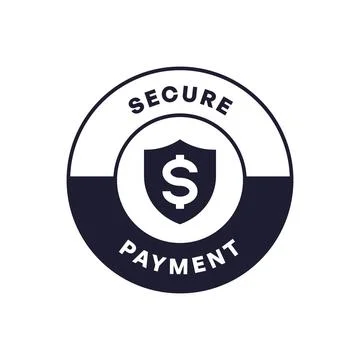 Circular Payment Badge with Secure Symbol and Dollar Sign Emblem Stock Illustration