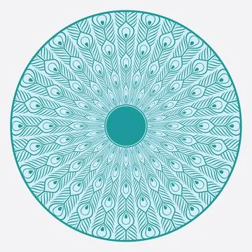 Circular Peacock Pattern EPS Vector 스톡 일러스트