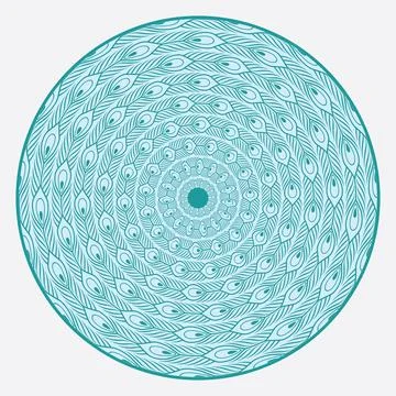 Circular Peacock Pattern EPS Vector Stock Illustration