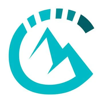 Circular peak summit circle Mountain logo design vector illustration Illustrazione stock