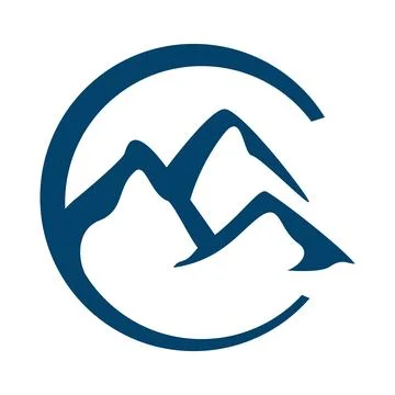 Circular peak summit circle Mountain logo design vector illustration Stock Illustration