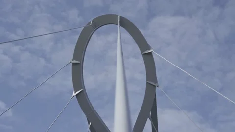 Circular Pedestrian Bridge in Aveiro - Loop Bridge Video stock 237910138